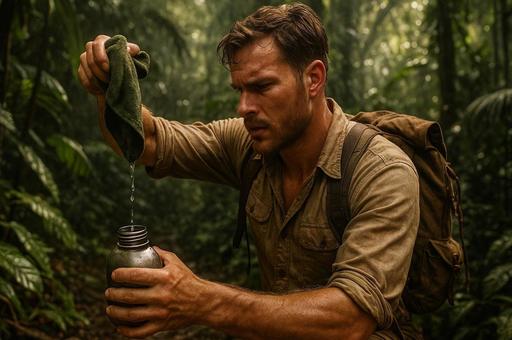 水筒に滴る布の探検家の写真