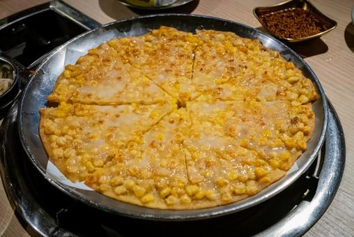 コーンチヂミ コーンチヂミ チヂミ,韓国料理,コーンの写真素材