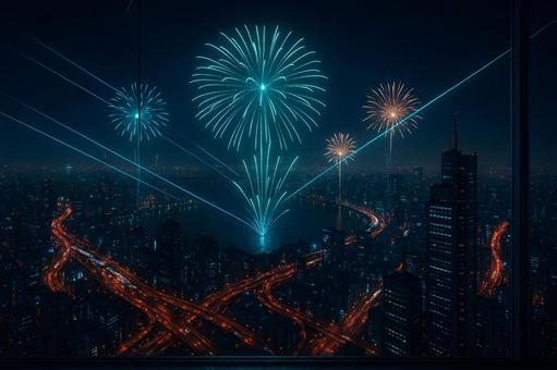 未来都市に咲く花火 未来都市に咲く花火の写真