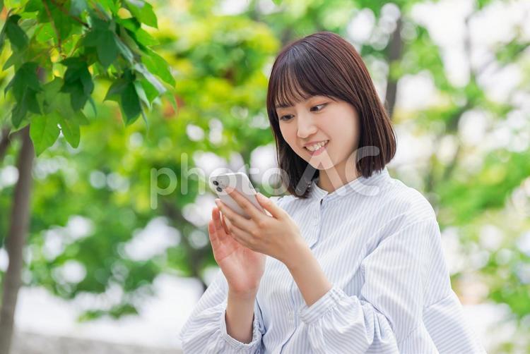 スマホを操作する若いビジネスウーマン 女性,ビジネス,スマホの写真素材