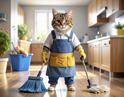 猫 清掃員 猫の手も借りたい 猫 清掃員 猫の手も借りたいの写真