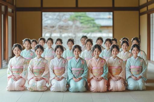 着物姿の女性たちのイメージ 着物姿の女性たちのイメージの写真