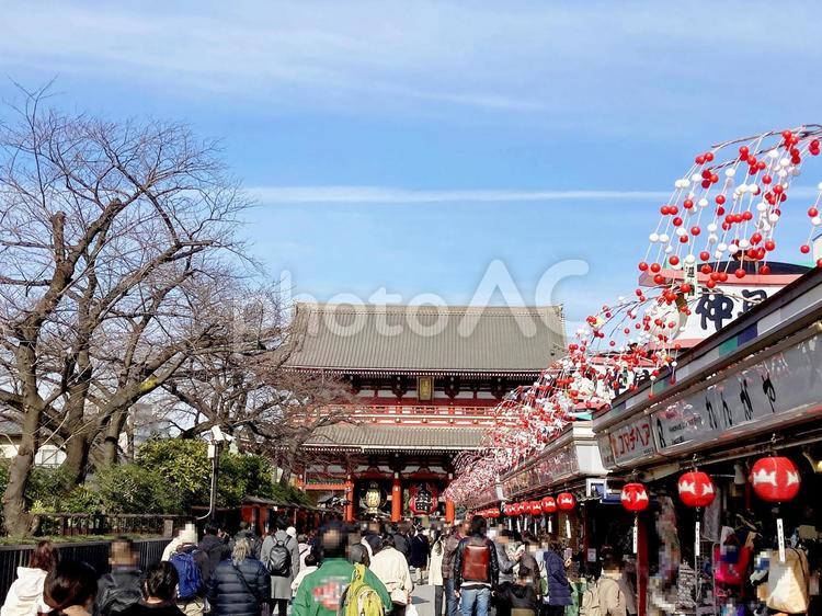 東京風景・浅草仲見世 浅草仲見世,正月,謹賀新年の写真素材