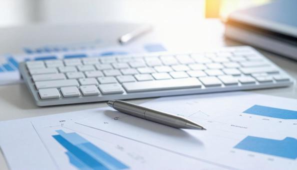 白いキーボード　ビジネス マーケティング の写真