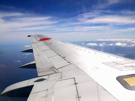 飛行機からの眺め 飛行機,空,風景の写真素材