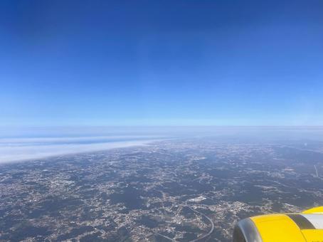 飛行機から見たポルト上空 飛行機から見たポルト上空 ポルト,ポルトガル,飛行機の写真素材