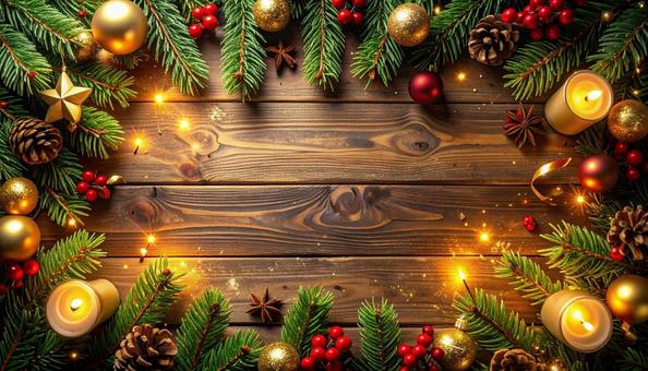 温かい光:クリスマスの木目調背景 温かい光:クリスマスの木目調背景の写真