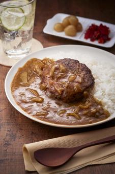ハンバーグカレー ハンバーグカレー ハンバーグカレー,ハンバーグ,カレーの写真素材