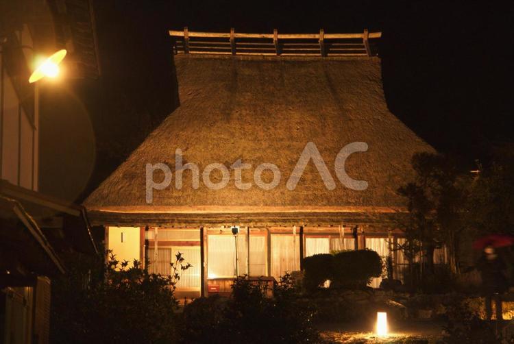 冬の美山かやぶきの里　ライトアップ 京都美山,京都南丹市,かやぶきの里美山の写真素材
