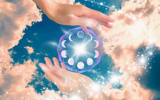 エネルギーを感じる エネルギーを感じる 両手,幻想的,神秘的の写真素材