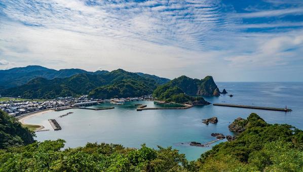 諸寄の海-城山園地から眺める 諸寄の海-城山園地から眺める 諸寄,もろよせ,城山園地の写真素材