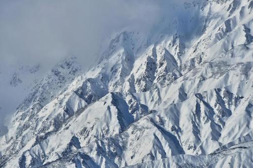 雪の北アルプス 雪の北アルプス 雪,北アルプス,青空の写真素材