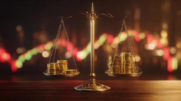 経済の均衡を象徴する美しい天秤の写真