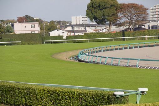 競馬場の第一コーナー 競馬場,１コーナー,一コーナーの写真素材