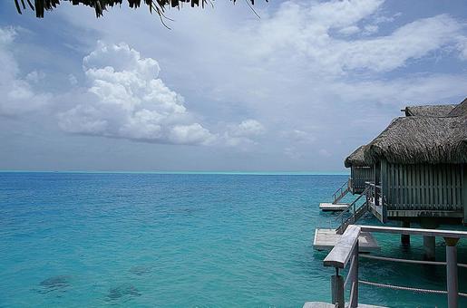 タヒチ ボラボラ島38 水上バンガロー タヒチ ボラボラ島38 水上バンガロー タヒチ,ボラボラ島,タヒチ・ボラボラ・ヌイホテルの写真素材