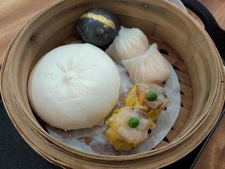 飲茶 飲茶,エビ餃子,焼売の写真素材