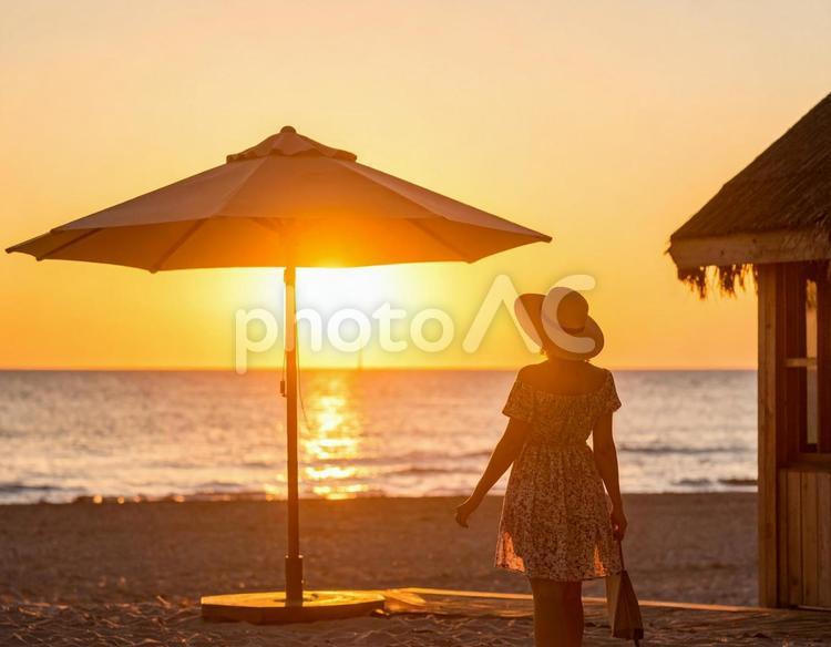 南国の海　海辺の夕焼け 海,夕焼け,南国の写真素材