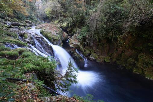 菊池渓谷 菊池渓谷,菊池川,光芒の写真素材
