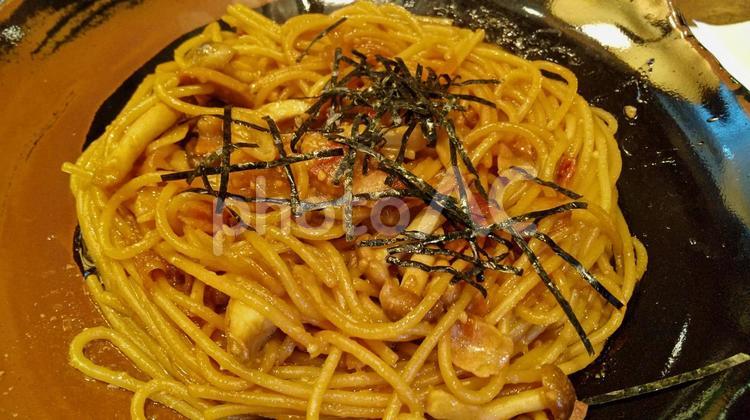 キノコとベーコンの和風パスタ キノコとベーコンの和風パスタ,パスタ,イタリアンの写真素材