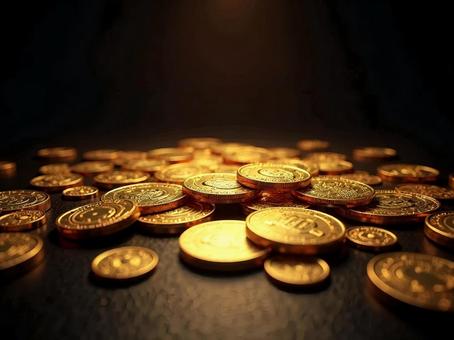 山積みされた金貨 山積みされた金貨の写真