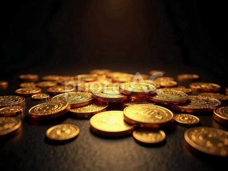 山積みされた金貨 金貨,金,ゴールドの写真素材