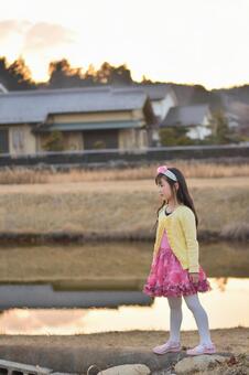 Photo, children, girl, evening, 