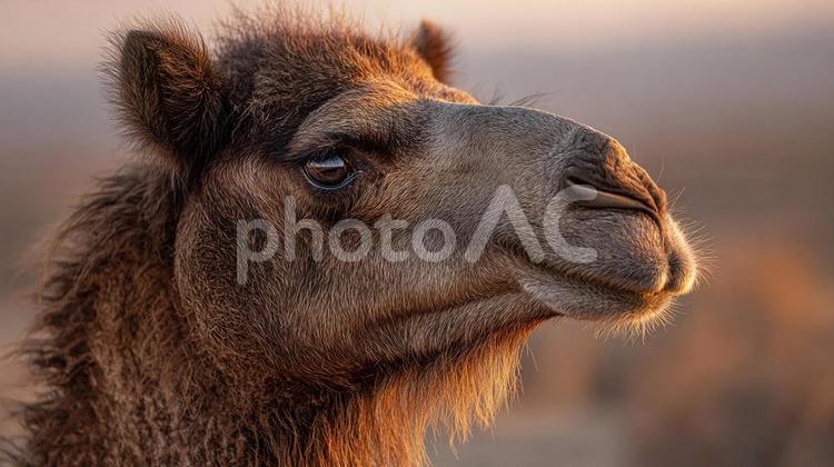 温かみのある毛並みのラクダの横顔 ラクダ,動物,顔の写真素材