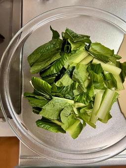 小松菜 ご飯,料理,おうちごはんの写真素材