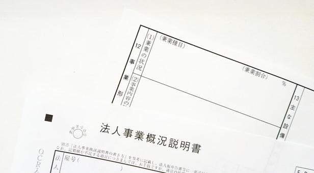 法人事業概況説明書 法人事業概況説明書 法人事業概況説明書,書類,紙の写真素材