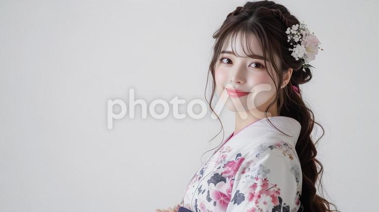 浴衣ヘアアレンジ、女性用ヘアカタログ 浴衣,女性,ヘアアレンジの写真素材