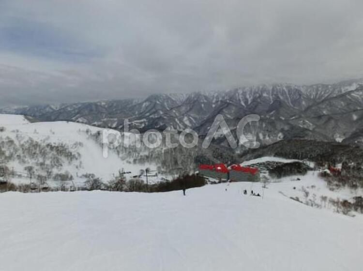 白馬の冬景色 雪,雪山,冬の写真素材