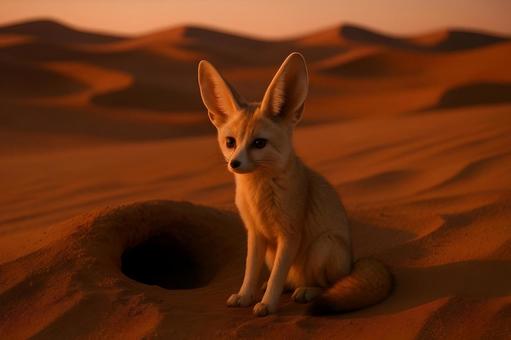 砂丘のフェネックの写真