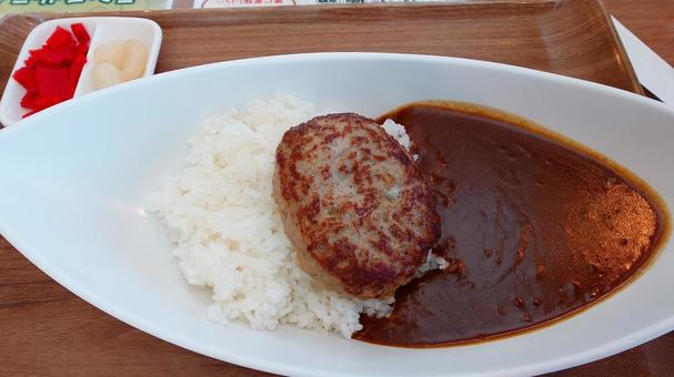 ハンバーグカレー ハンバーグカレー カレー,昼食,ボリュームのあるの写真素材
