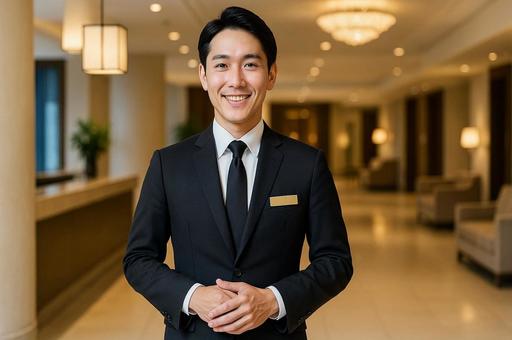 笑顔のホテルマンの接客・サービス業の写真
