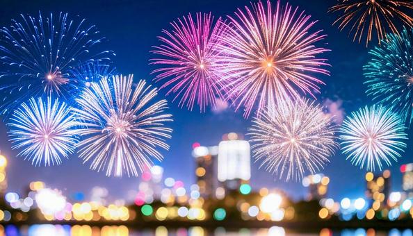 夜空に打ち上がる美しい花火 夜空に打ち上がる美しい花火の写真