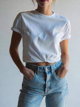 シンプルなデニムファッション シンプルなデニムファッションの写真