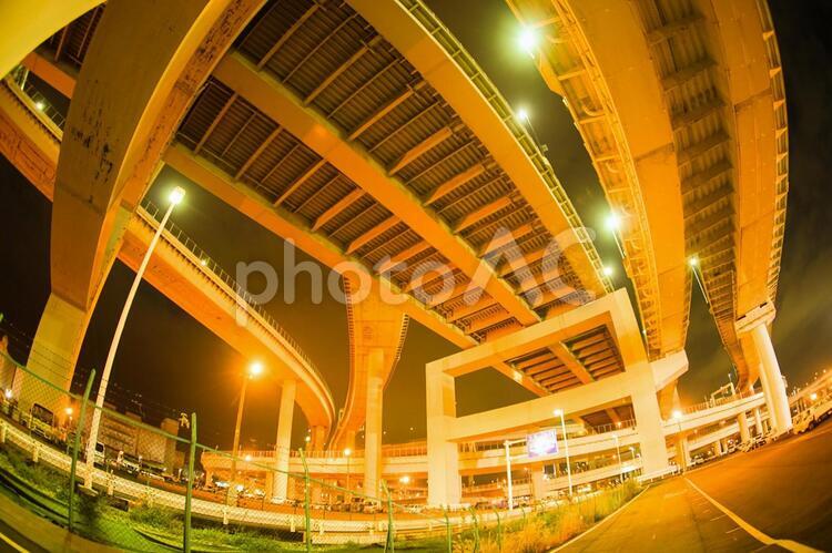 首都高速湾岸線・大黒ジャンクション（横浜市鶴見区） 大黒ジャンクション,首都高速湾岸線,湾岸線の写真素材