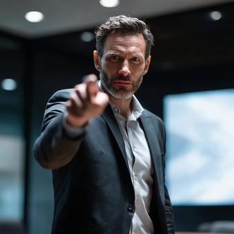 目標を指し示すビジネスパーソン 目標を指し示すビジネスパーソンの写真