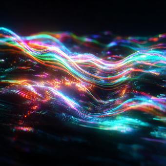 未来のテクノロジーを感じさせる光の波 未来のテクノロジーを感じさせる光の波の写真