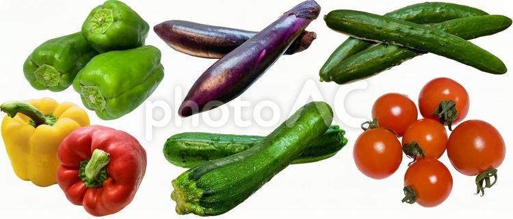 夏野菜　切り抜きセット 夏,野菜,切り抜きの写真素材
