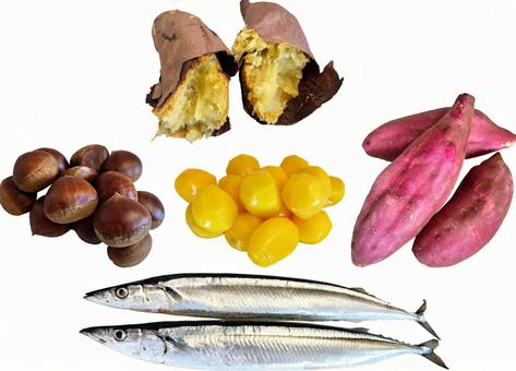 切り抜きPSD素材ー秋の味覚2 秋の味覚,秋,焼き芋の写真素材