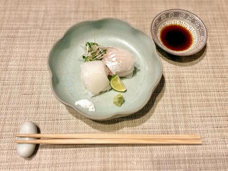 Squid and sea bream sashimi platter, JPG