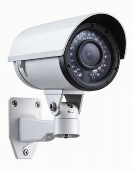 Security camera on white background, surveillance camera, camera, crime prevention, JPG