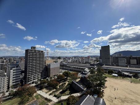 【風景写真】福山城天守閣からの眺め 福山城,天守閣,眺めの写真素材