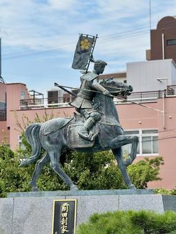 前田利家　銅像 前田利家,前田犬千代,荒子城跡の写真素材