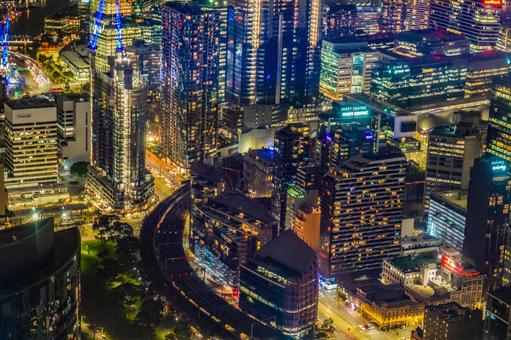 メルボルンの交通網夜景 メルボルンの交通網夜景の写真
