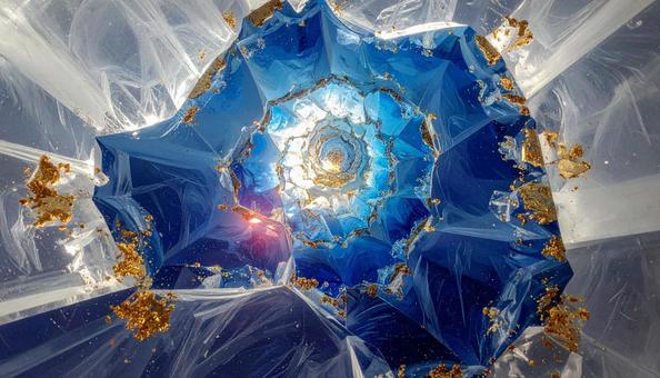 黄金の煌めきを宿すブルークリスタル 黄金の煌めきを宿すブルークリスタルの写真