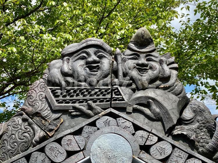七福神の瓦 瓦,七福神,鬼瓦の写真素材