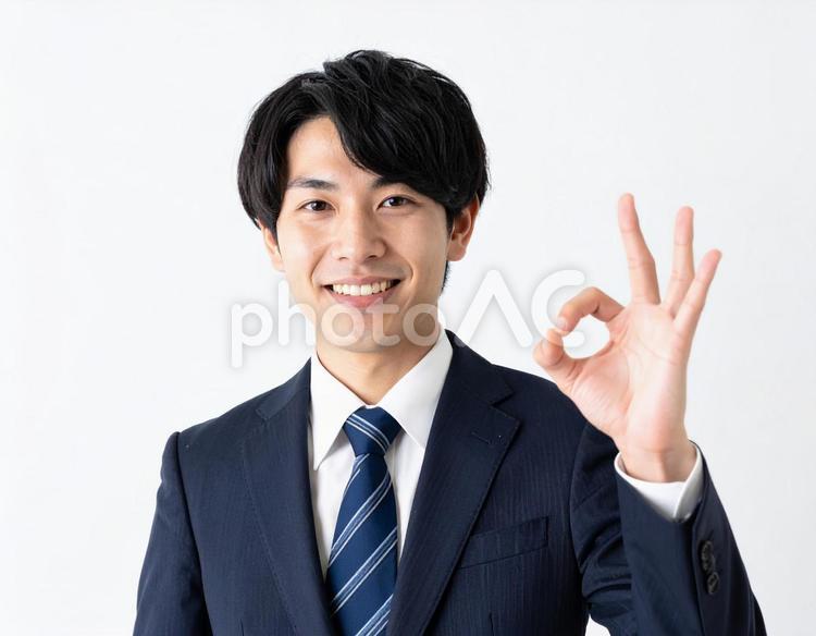 OKのサインをするビジネスマン ok,ビジネスマン,サインの写真素材