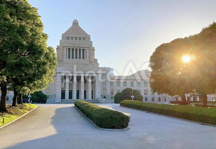 東京風景・国会議事堂 国会議事堂,千代田区,永田町の写真素材